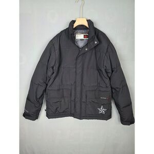 No Fear Black Down Puffy Jacket Mens Small Ski Winter Puffer Warm Streetwear